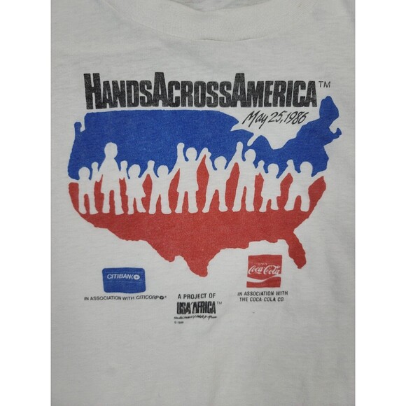 Vintage 1986 Coca-Cola Hands Across America Single Stitch T-Shirt Size Small US - Picture 2 of 9